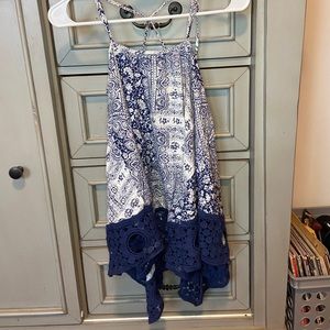 Navy & White patterned Tank